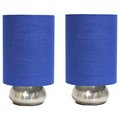 Lettherebelight 2 Pack Mini Touch Lamp with Brushed Steel Base and Blue Shade LE34991
